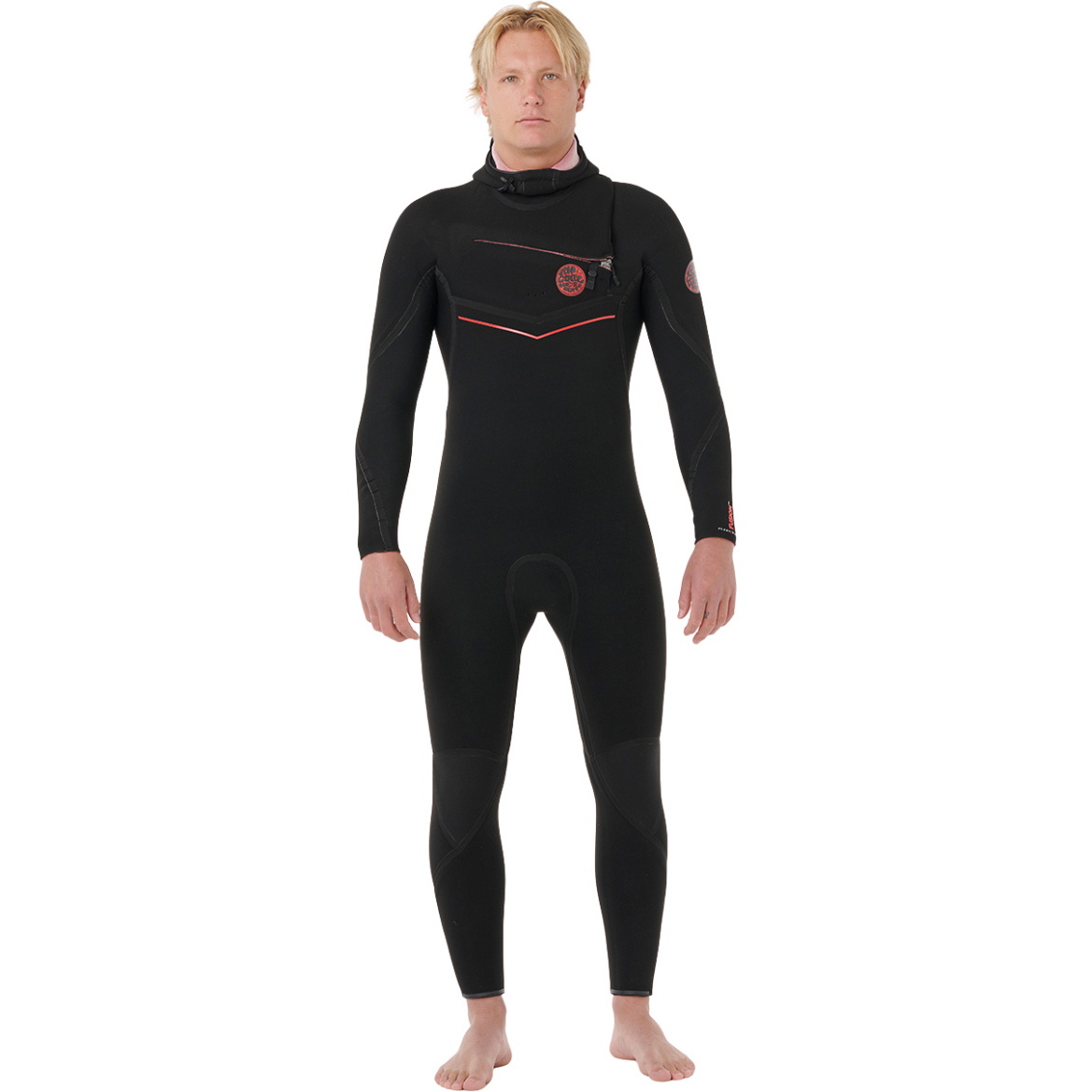 2026 Rip Curl Mens Flashbomb Fusion 5/4mm Hooded Chest Zip Wetsuit 173MFS - Black